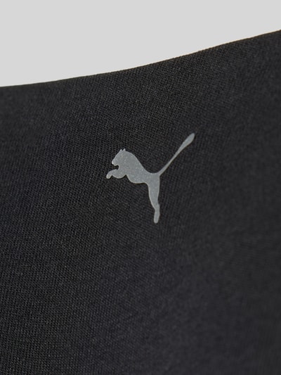 Produktfoto, String mit Logo von PUMA aus schwarzem Baumwoll-Elasthan-Mix, feine Struktur, körpernahe Passform, Logo sichtbar