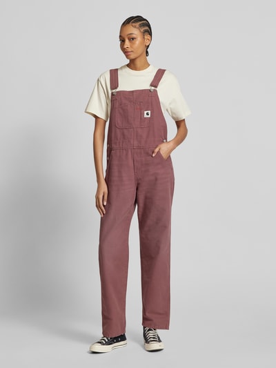 Carhartt Work In Progress Straight Leg Latzhose mit Label-Patch Modell 'Bib' Rosa 4