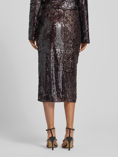 Mango Midirock mit Pailletten Modell 'XJAVIERA' Mittelbraun 5