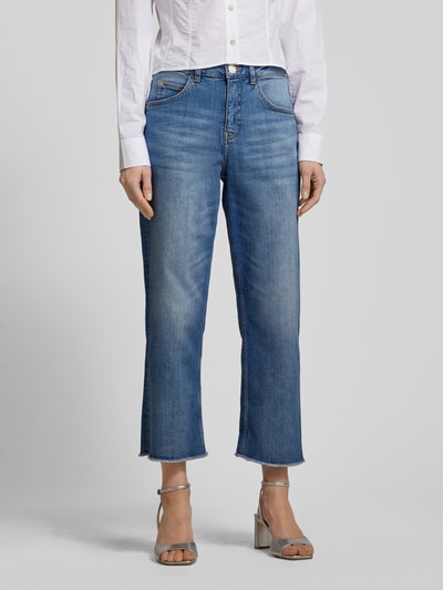 OPUS Mom fit jeans met rafels, model 'Momito' Jeansblauw - 4