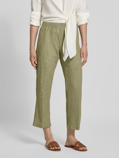 Angels Straight leg stoffen broek met elastische band, model 'Linn' Olijfgroen - 4