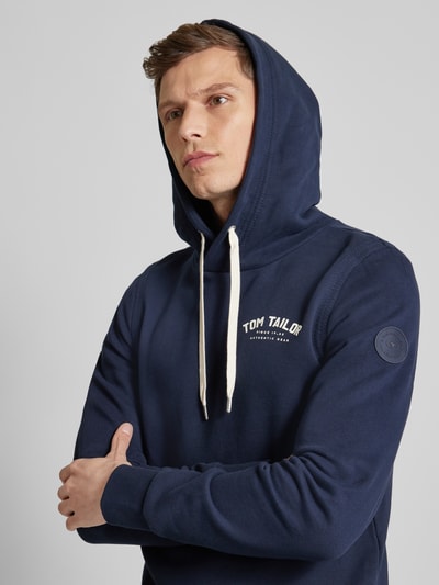 Tom Tailor Hoodie met labelprint Marineblauw - 3