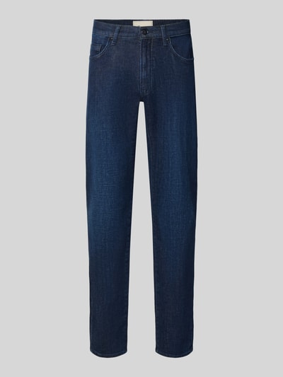 Produktfoto, Modern Fit Jeans aus Baumwoll-Mix Modell 'Chuck' von Brax, dunkelblaue Denim-Optik, 5-Pocket, mittelhoher Bund, Twill-Struktur