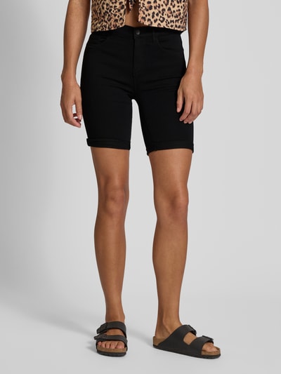 Only Korte slim fit jeans met vaste omslag, model 'RAIN' Zwart - 4