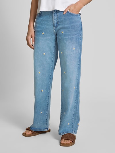 More & More Jeans mit weitem Bein und Stitchings Jeansblau 4