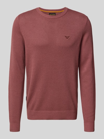 PME Legend Gebreide pullover met ronde hals en labelstitching Lichtrood - 2