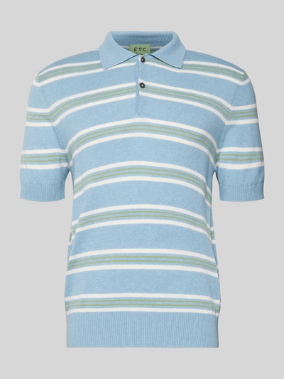 FTC-Cashmere Poloshirt aus Baumwoll-Lyocell-Mix mit Kaschmir-Anteil mit gerippten Abschlüssen Hellblau 2