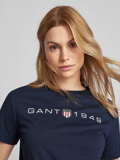 Gant T-shirt z nadrukiem z logo Granatowy 3