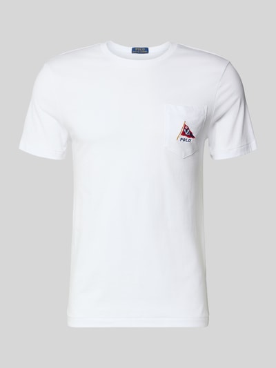 Productfoto, wit Slim Fit T-shirt uit zuivere katoen met polo bear-print op borstzak van Polo Ralph Lauren, heren T-shirt