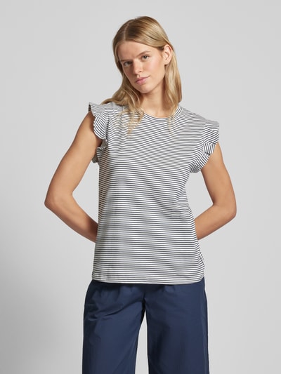 Marc O'Polo Denim T-Shirt mit geripptem Rundhalsausschnitt Marine 4