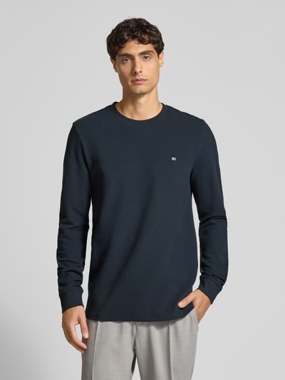 Christian Berg Men Pullover met labelpatch Marineblauw - 4