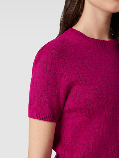 Lauren Ralph Lauren Strickshirt mit Allover-Label-Print  Modell 'JAMYZAH' Fuchsia 3