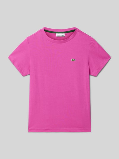 Lacoste T-shirt z wyhaftowanym logo Fuksjowy 1