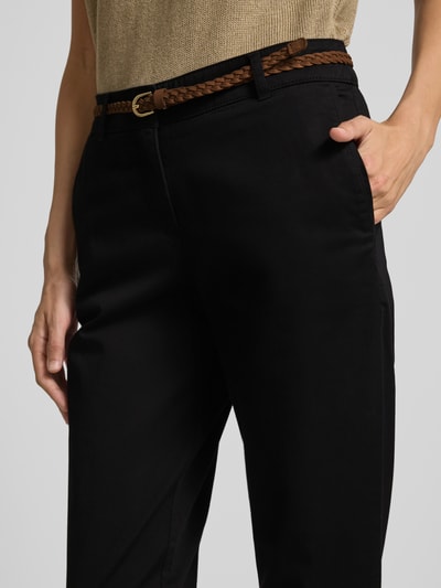 Christian Berg Woman Chino mit Paspeltaschen am Gesäß und Gürtel Black 3
