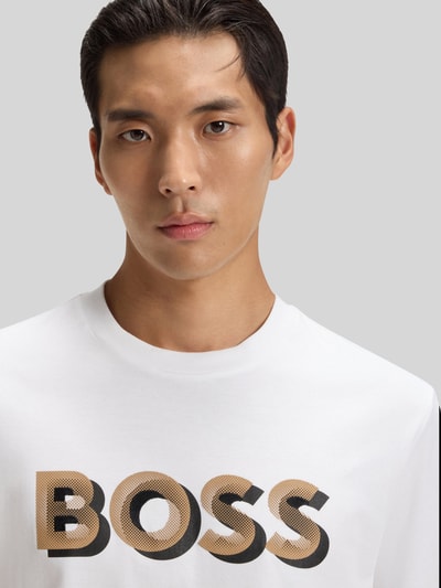 BOSS Regular Fit T-Shirt aus merzerisierter Baumwolle Modell 'THOMPSON 656' Weiss 3