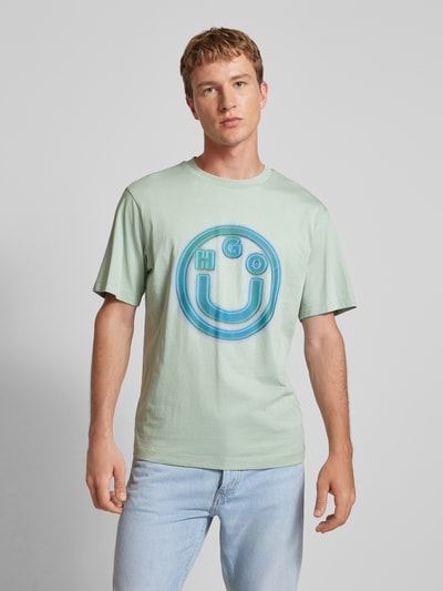Hugo Blue T-Shirt mit Label-Print Modell 'Nakoree' Mint 4