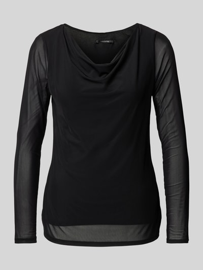 comma Longsleeve aus Mesh mit Wasserfall-Ausschnitt Black 2