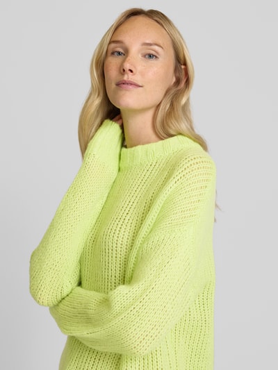 HUGO Wollpullover mit Label-Stitching Modell 'Sloossy' Neon Gelb 3