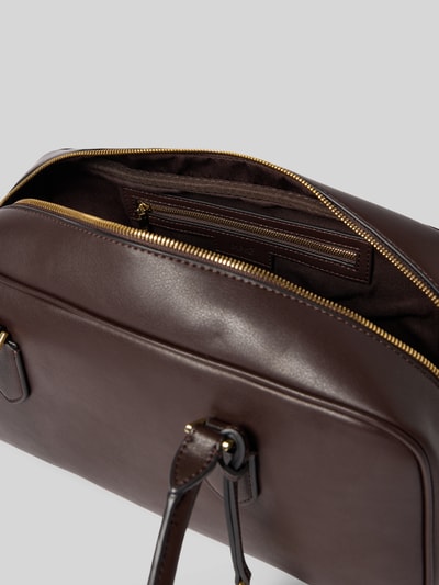 Produktfoto, braune Handtasche mit Tragehenkeln Modell 'CADIZ' von Mango, Hauptfach mit Reißverschluss, Innenfach, Maße 35x18x11 cm, Schulterriemen 50 cm