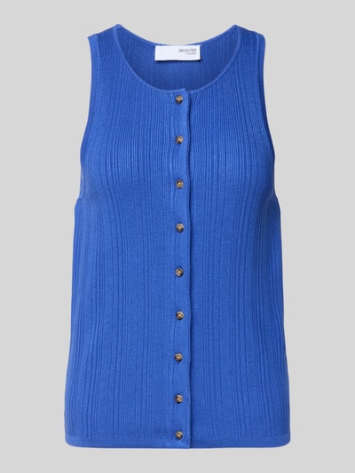 Selected Top z dzianiny o kroju regular fit z mieszanki wiskozy model ‘TRIXIE’ Królewski niebieski 2