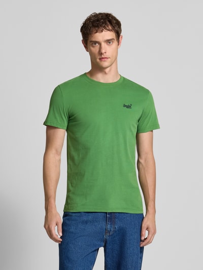 Superdry T-shirt met labelstitching Olijfgroen - 4