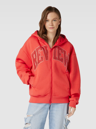 REVIEW Sweatjacke mit REVIEW BLING Stitching Hellrot 4