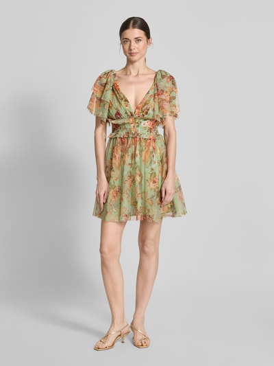 LACE & BEADS Cocktailkleid mit Volants Gruen 1