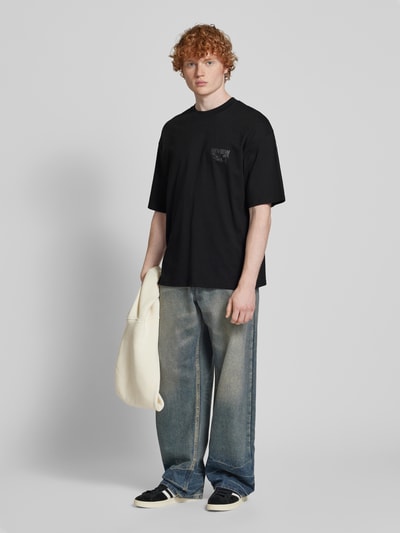 REVIEW Oversized T-Shirt mit Label-Print Black 1
