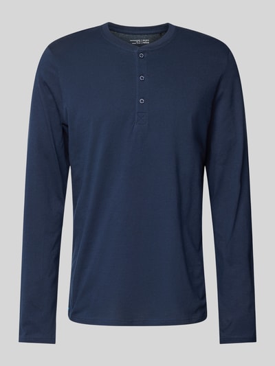 Schiesser Shirt met lange mouwen en korte knoopsluiting Donkerblauw - 2