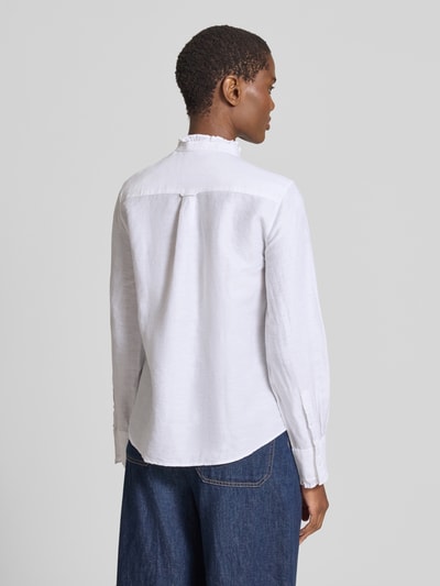 GANT Regular Fit Bluse aus Leinen-Baumwoll-Mix mit Stehkragen Weiss 5