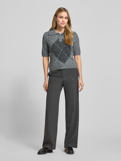 Vero Moda Regular Fit Strick-Poloshirt mit Woll-Anteil Modell 'BLISS' Mittelgrau 1