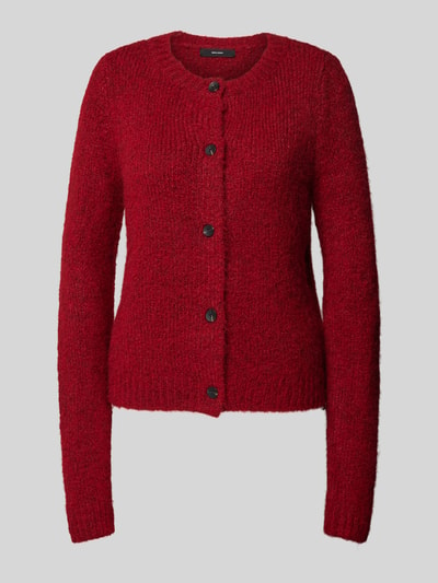 Vero Moda Regular Fit Strickjacke mit Wollanteil und Knopfleiste Modell 'NOVAH' Bordeaux 2