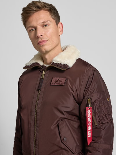 Alpha Industries Bomberjacke mit Reißverschluss und Label-Patch Mittelbraun 3