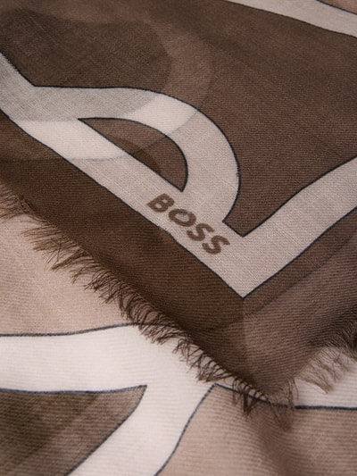 Produktfoto, Tuch aus reiner Wolle Modell 'Reneva' von BOSS, flache Aufnahme, braune und beige Farbtöne, weiche Textur, Damen Tuch von BOSS