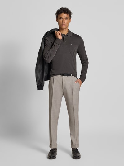 Christian Berg Men Regular fit poloshirt in design met lange mouwen Grafiet - 1