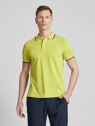 Geox Slim Fit Poloshirt mit Kontraststreifen Neon Gelb 4