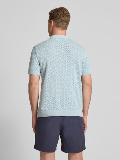 SELECTED HOMME Regular fit poloshirt in gehaakte look, model 'LINO' Lichtblauw - 5