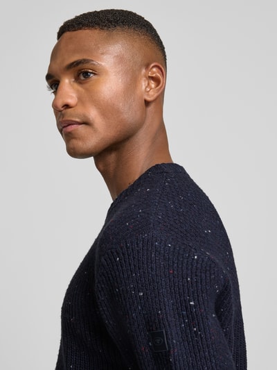 Tom Tailor Regular fit gebreide pullover van katoenmix  Marineblauw - 3