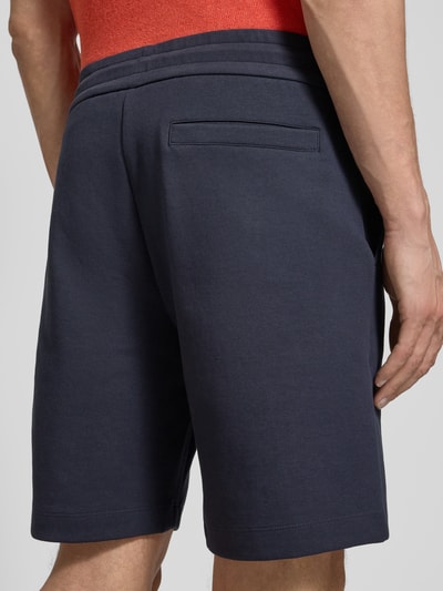 BOSS Regular fit sweatbermuda met logo-applicatie, model 'Leoni' Marineblauw - 3