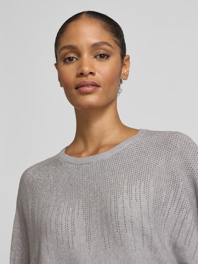 Apricot Strickpullover mit Ziersteinbesatz Mittelgrau 3