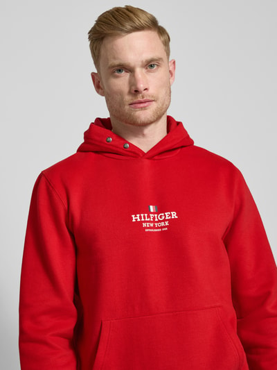 Tommy Hilfiger Hoodie met labelprint en kangoeroezak Rood - 3