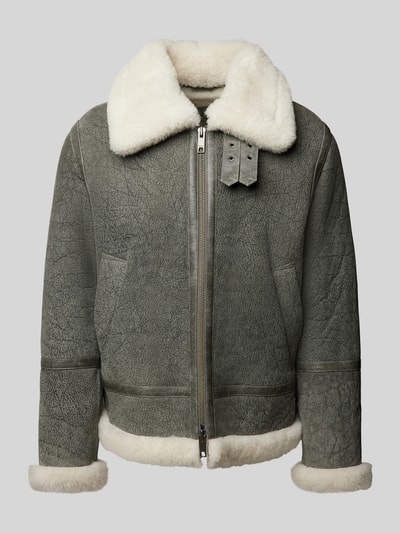 Gant Jacke aus Lammfell mit Label-Details Hellgrau 2