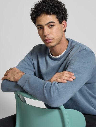 JACK & JONES Sweatshirt mit gerippten Abschlüssen Modell 'BRADLEY' Jeansblau 3