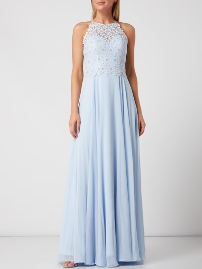 Luxuar Abendkleid aus Häkelspitze und Chiffon  Hellblau 1