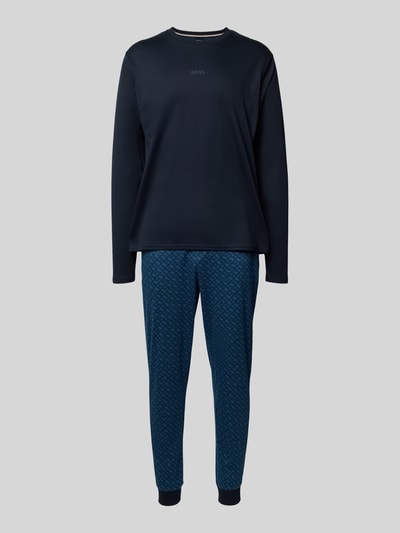 BOSS Regular Fit Pyjama aus reiner Baumwolle Marine 1