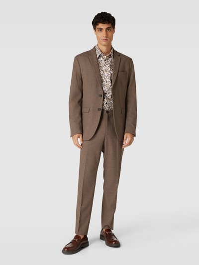 SELECTED HOMME Slim fit vrijetijdsoverhemd met all-over motief, model 'ETHAN' Middenbruin - 1