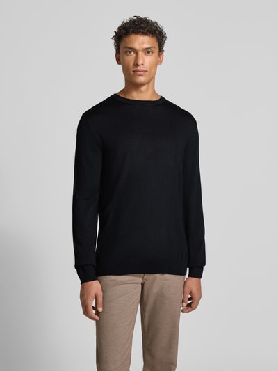 Christian Berg Men Regular Fit Longsleeve aus Merino-Mix Black 4