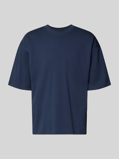 Produktfoto, Relaxed Fit T-Shirt mit Rundhalsausschnitt von JAKE*S STUDIO MEN, Herren T-Shirt aus Reine Baumwolle, kurzärmelig, navy, Rückenlänge bei Größe M 67 cm