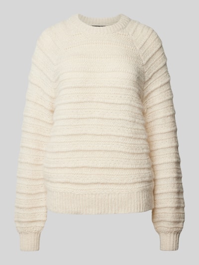 Pieces Regular Fit Strickpullover mit Strukturmuster Modell 'JAYDA' Offwhite 2