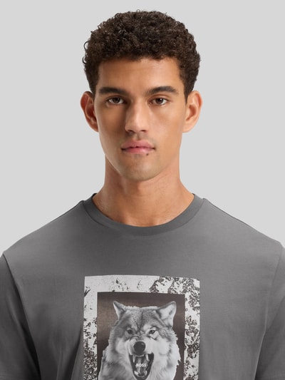 BOSS Orange Regular fit T-shirt van katoenjersey, model 'LUPO' Antraciet - 3